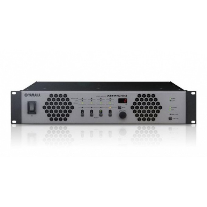 Трансляционный усилитель мощности, D-Класс; 4-канальный, 4Ом-4х280Вт/2х560В, 8Ом-4х280/2х560В, 100/70В-4х250Вт; вх.разъемы 2х Euroblock, 2хRJ45 (YDIF вх./вых.); вых. разъемы винтовые клеммы, ШхВхГ 480х88х422 мм, 8,1кг YAMAHA XMV4280